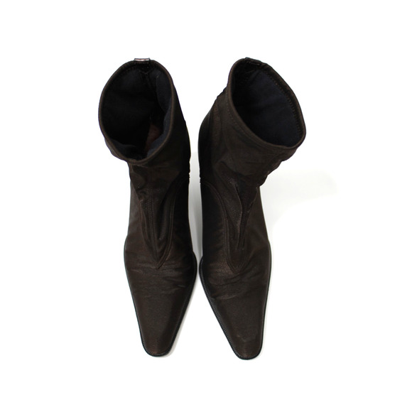 Sergio Rossi US 9 EU 39.5 Women's Brown Metallic Ankle Boots Booties Pointy - Picture 4 of 11